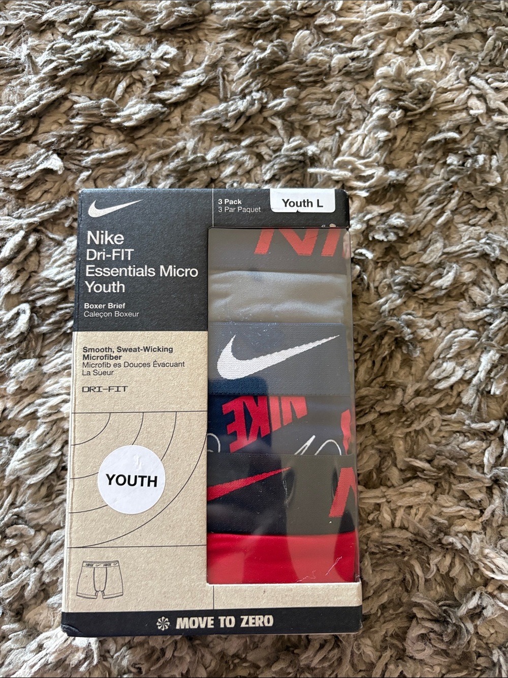 Nike Youth 3-Pack Dri-FIT Boxer Briefs - Gray/Navy/Red